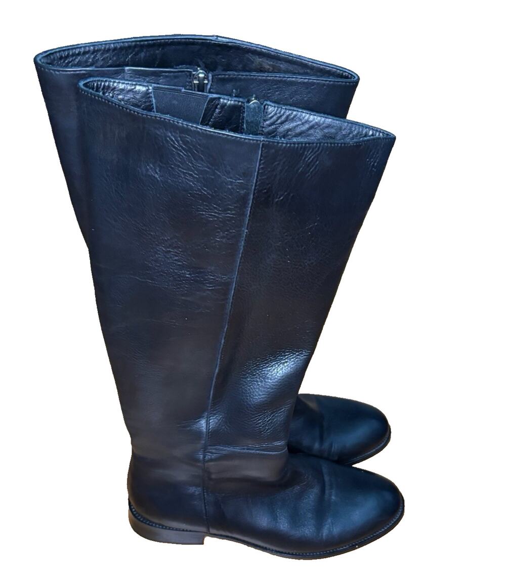 Spring Step Womens Tall Black Boots Size 40 9 EUC Zipper Elastic Gore Comfort